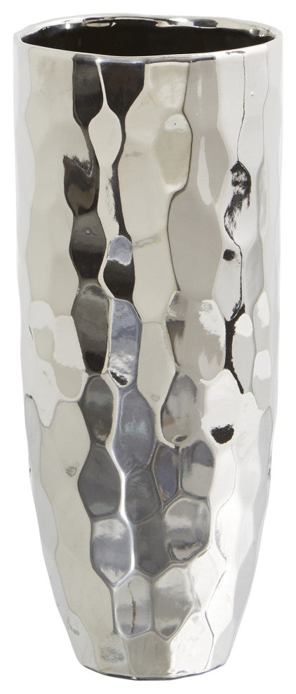 13" Designer Silver Cylinder Vase