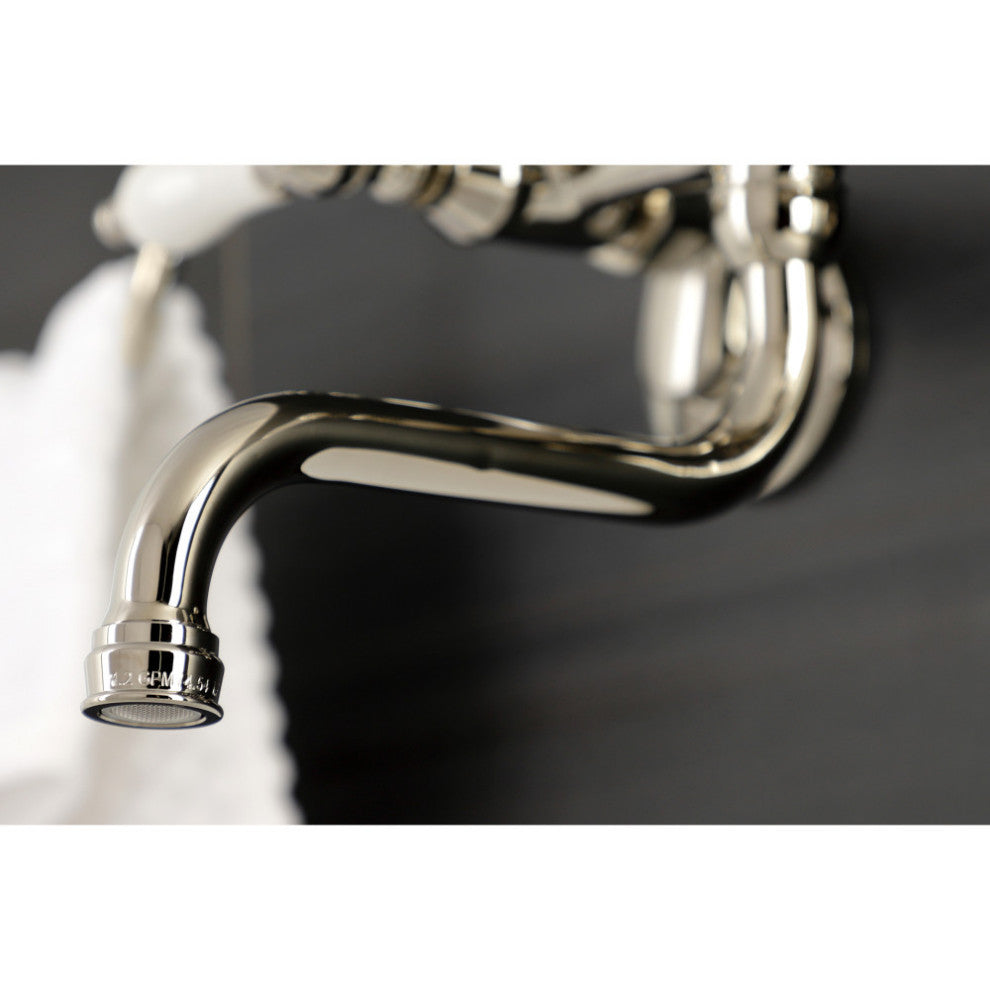 Kingston Brass KS516PN Wall Mount Bathroom Faucet, Polished Nickel