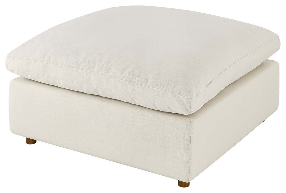 Ottoman Accent Chair, Beige, Fabric, Modern, Lounge Cafe Hotel Hospitality