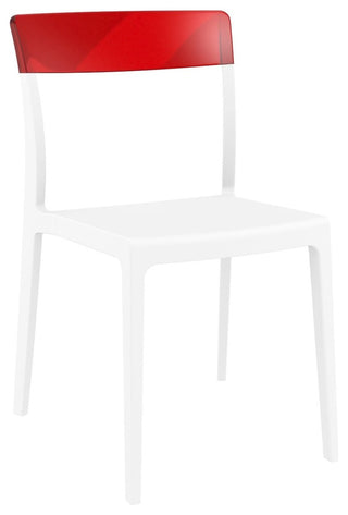 Flash Dining Chair, White Transparent, Red, Set of 2