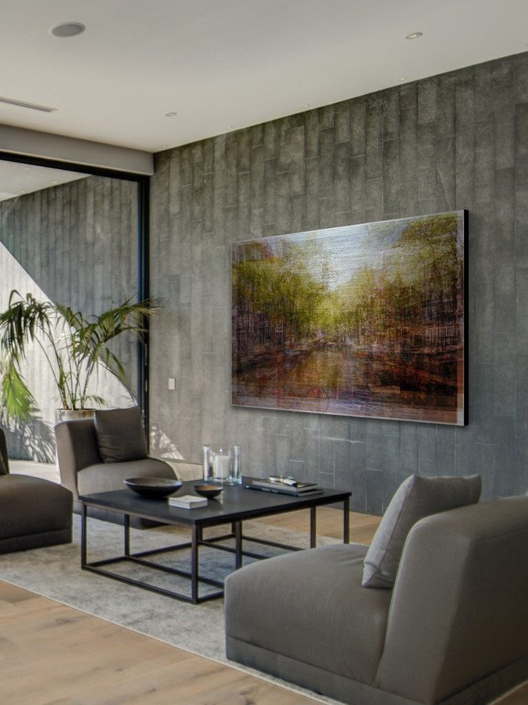"Amsterdam Channels" Painting Print on Brushed Aluminum, 36"x24"