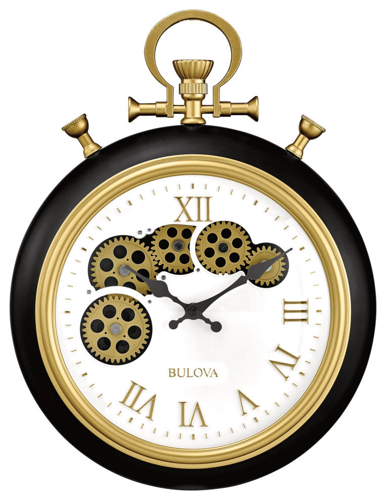Bulova Clocks C3390 The Conductor, wall pocket watch, moving gears