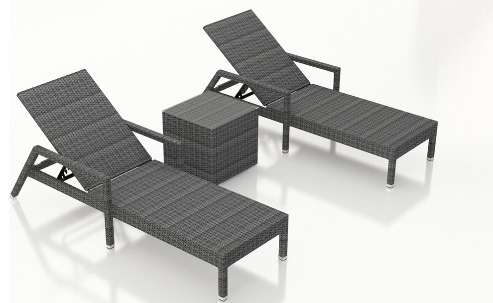 District 3 Piece Chaise Lounge Set, No Cushion