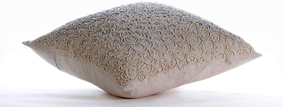 Ivory Decorative Pillow Shams 24"x24" Cotton, Pearl Haven