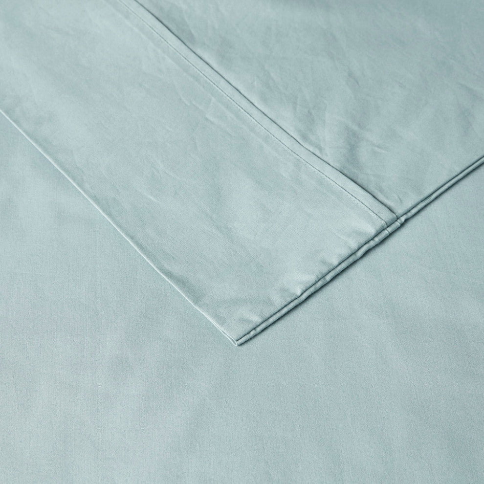 Madison Park Peached Percale Cotton Peached Percale Sheet Set, Aqua