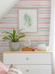 Watercolor Stripes Peel and Stick Vinyl Wallpaper, Coral Mint, 24"w X 60"h