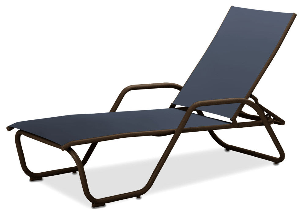 Gardenella Sling 4-Position Chaise, Textured Kona, Augustine Denim