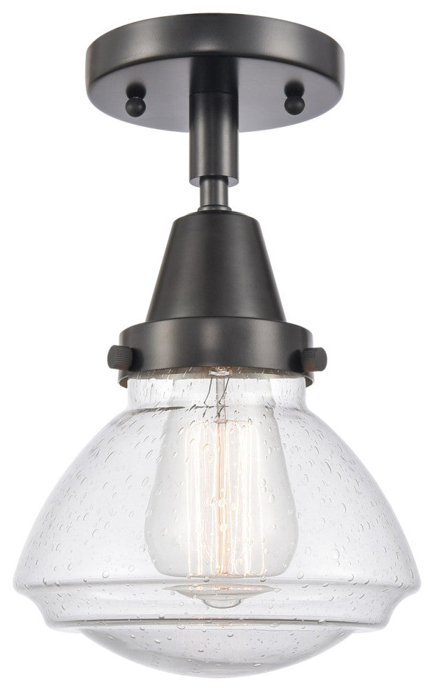 Innovations 447-1C-BK-G324 Olean 1 Light 6.75" Flush Mount, Matte Black