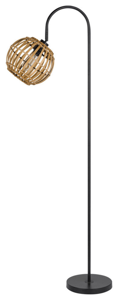 63" Black Traditional Shaped Floor Lamp With Brown Globe Shade