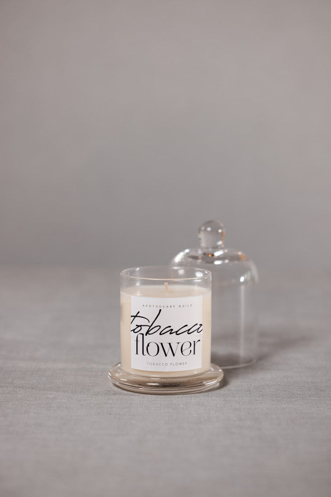Tobacco Flower Scented Candle Jar With Glass Dome