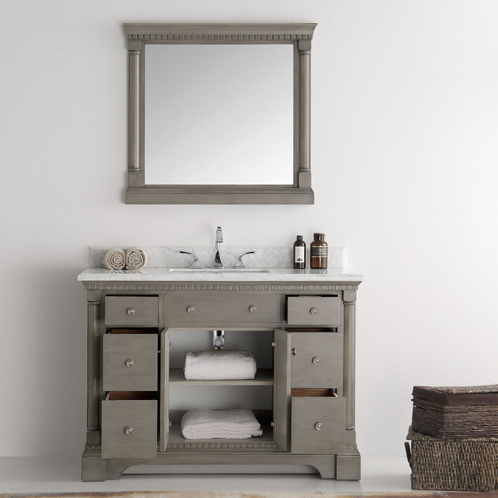 Fresca Kingston 48" Antique Silver Traditional Bathroom Vanity With Mirror