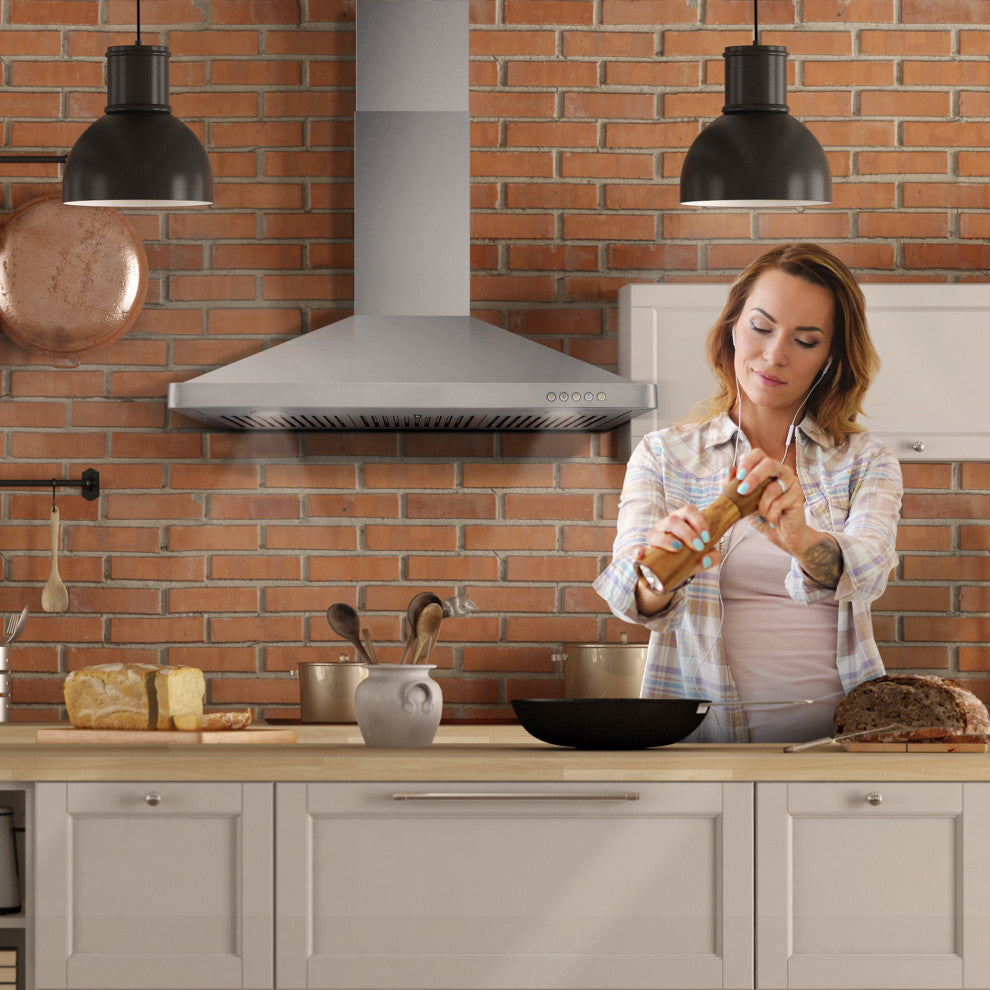 2-Piece Kitchen, 36" 240V Dual Fuel Range and 36" Wall Mount Range Hood