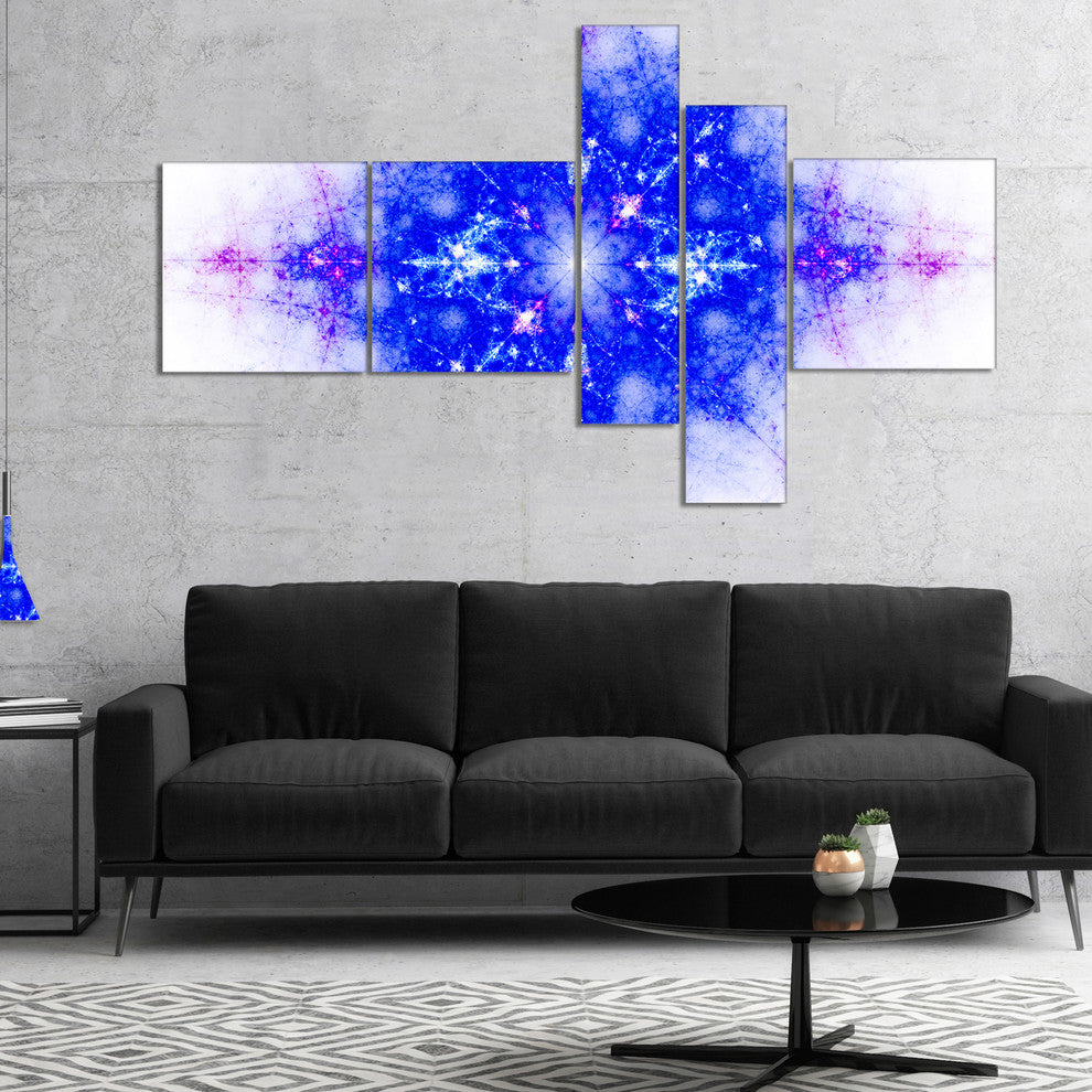 Blue Illustration Pattern, Abstract Canvas art print, 60"x32", 5 panels