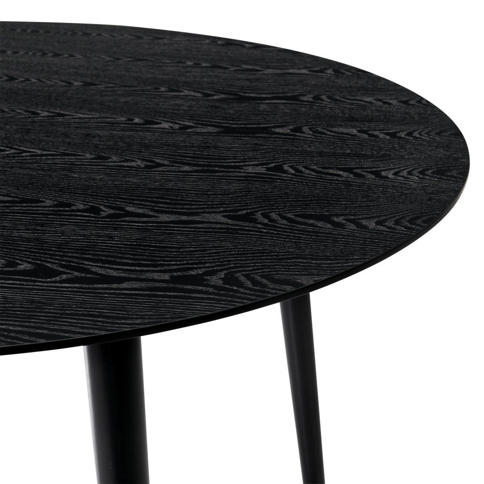 Arcadia and Renzo Round and Wood 5-Piece Dining Set, Gray and Black, 48"