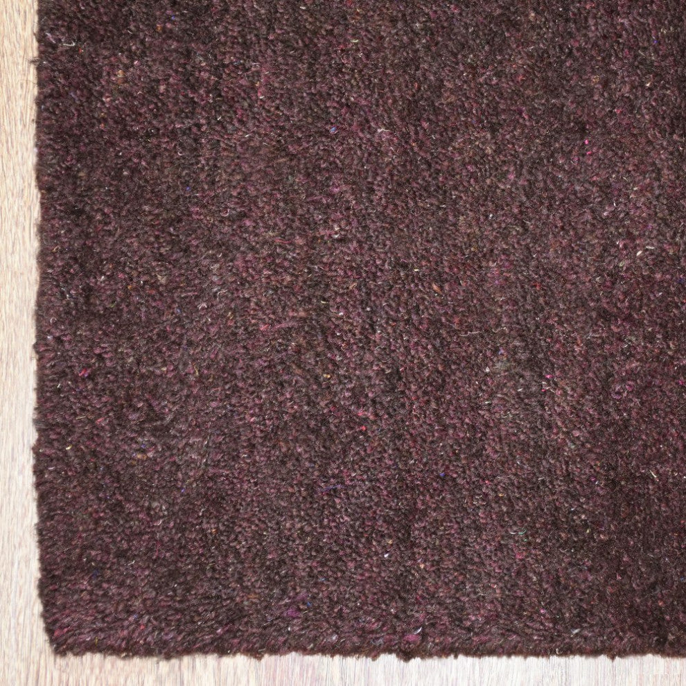 Hand Knotted Loom Silk Mix Area Rug Solid Brown, [Runner] 2'8''x12'