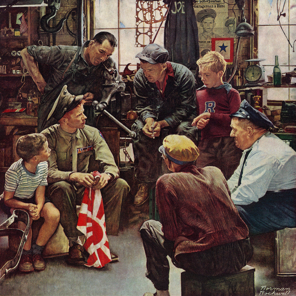 "Homecoming Marine" Painting Print on Canvas by Norman Rockwell