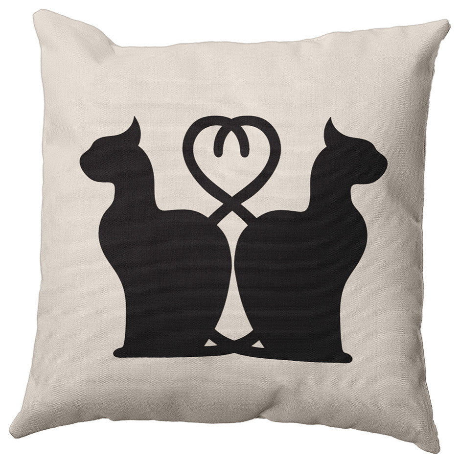 26" x 26" Conniving Cats Decorative Throw Pillow, Cream