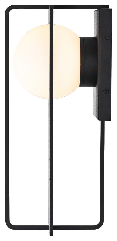 Portal 6W LED Medium Wall Lantern, Matte Black/White Opal Glass