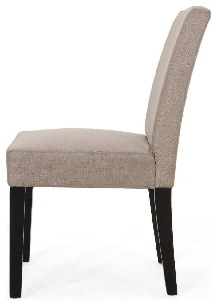 Kuna Contemporary Upholstered Dining Chair, Set of 2, Taupe/Espresso