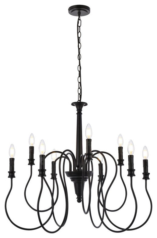 Flynn 9-Light Pendant, Black