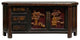 Chinese Distressed Brown Golden Flower Motif TV Console Table Cabinet Hcs6127