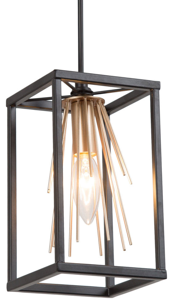 Modern Black & Brass Cage Pendant Light Hanging Light for Kitchen Island