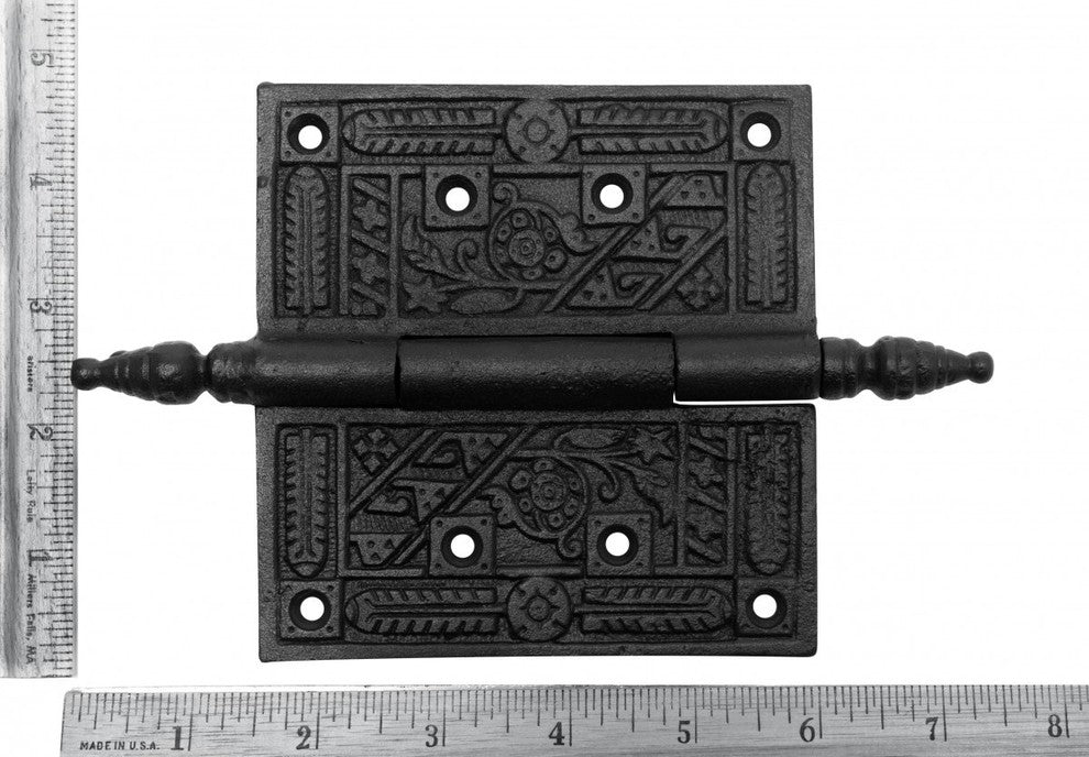 Wrought Iron Butt Hinge Black Victorian Steeple Tip Pack of 6