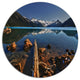 Logs In Mountain Lake, Landscape Art Round Metal Wall Art, 11"
