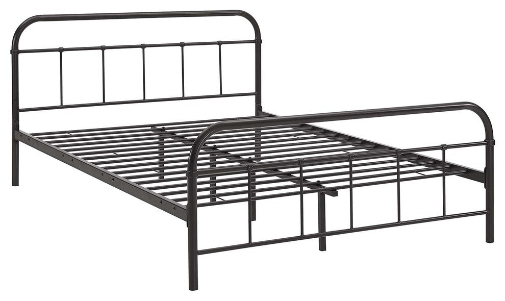 Modway Maisie Queen Stainless Steel Bed Frame, Brown