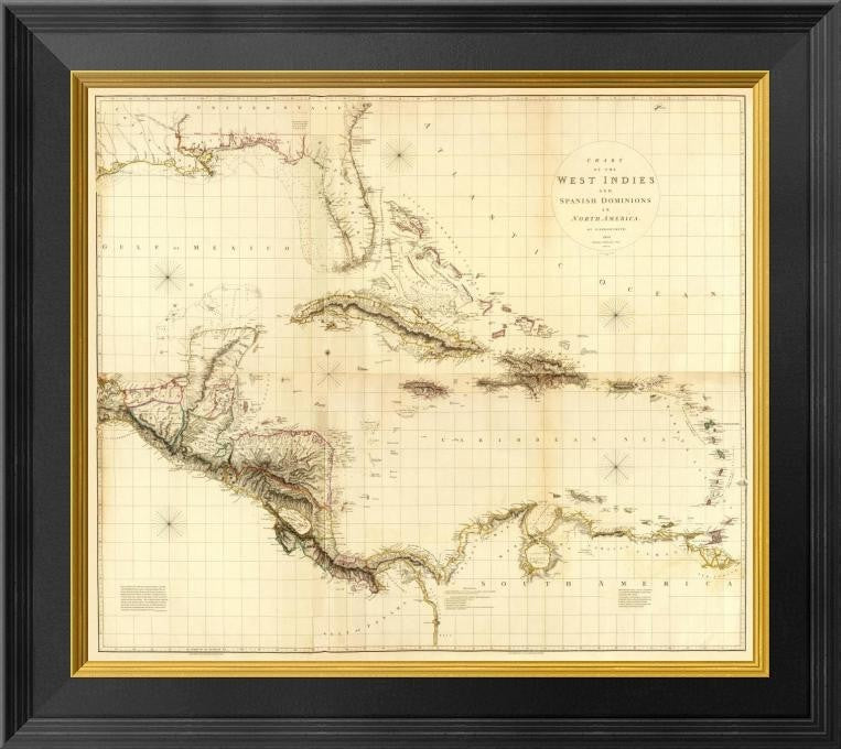 "Composite: West Indies, 1810" Framed Canvas Giclee by Aaron Arrowsmith, 20x18"