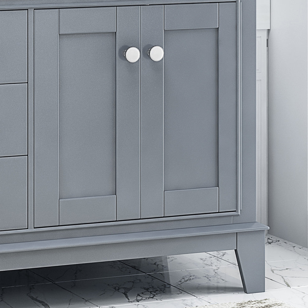 Gina Contemporary 60" Wood Bathroom Vanity, Counter Top Not Included, Gray