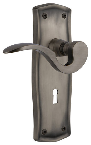 Prairie Plate With Keyhole Manor Lever, Antique Pewter, Privacy, Non-Handed