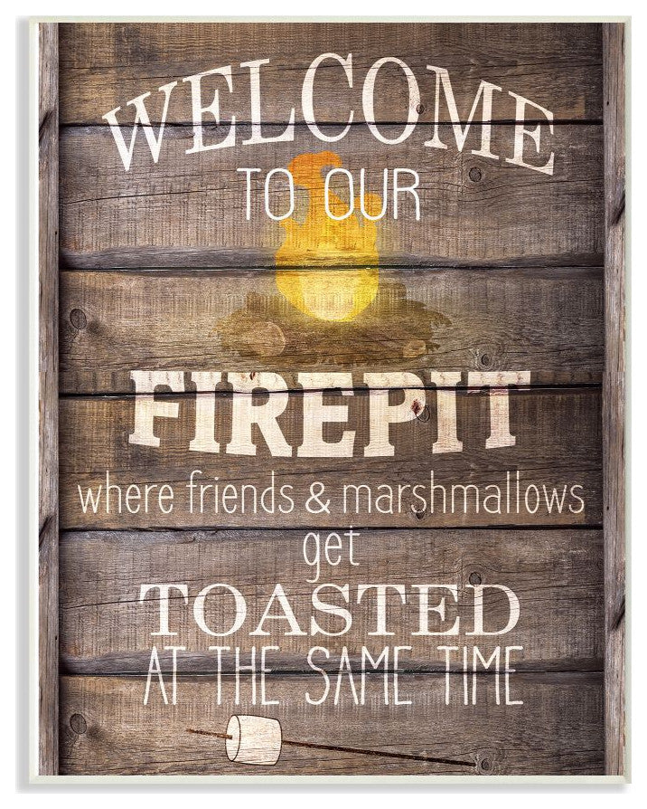 Firepit Country Home Te"xtured Word Design, 12"x18"
