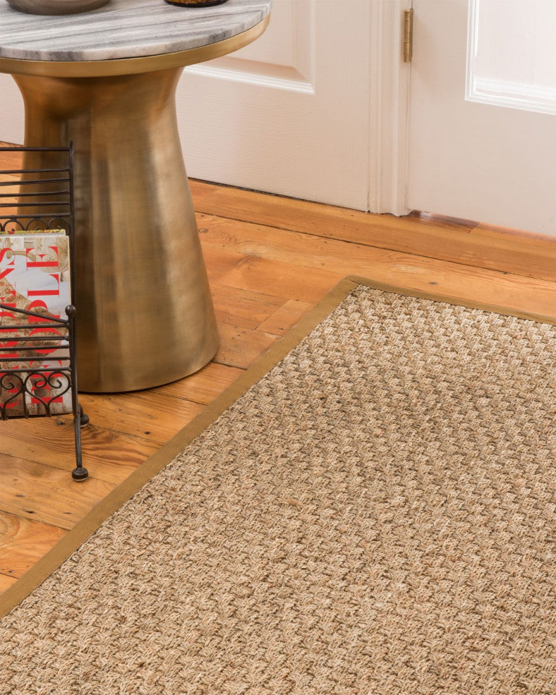 Natural Area Rugs Made in USA Basketweave Seagrass Rug, Doe, 4' X 12'