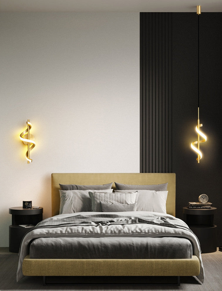 MIRODEMIÂ® Tovo San Giacomo | Ribbon Design Chandelier for Bedroom, Gold, A, Cool Light