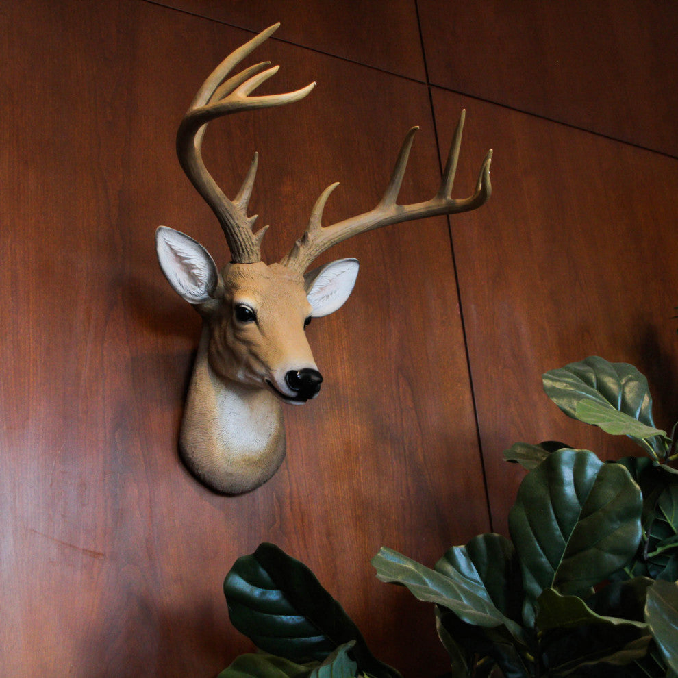 12 Point Buck Deer Head Bust Wall Hanging