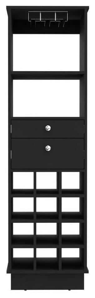 DEPOT E-SHOP Zircon Bar Cabinet with 2 Drawers, Black