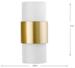 Silva Collection Two-Light Brushed Nickel White Linen Shade Wall Sconce, Brushed Bronze