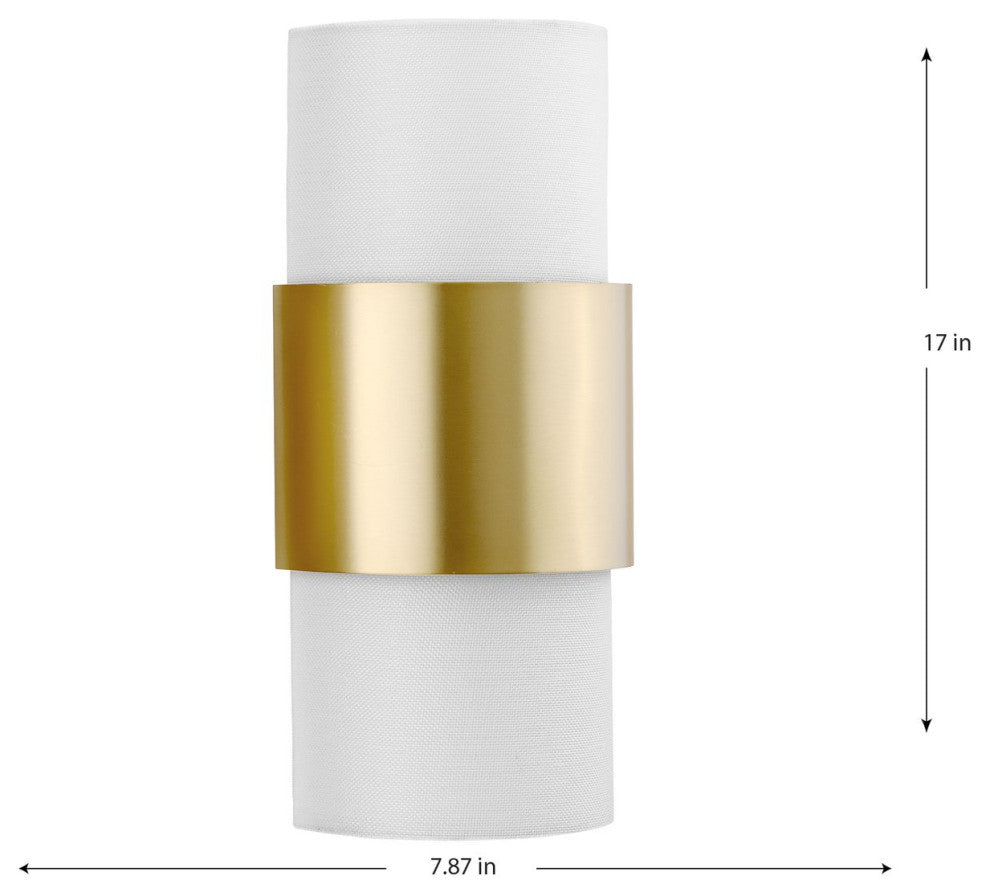Silva Collection Two-Light Brushed Nickel White Linen Shade Wall Sconce, Brushed Bronze