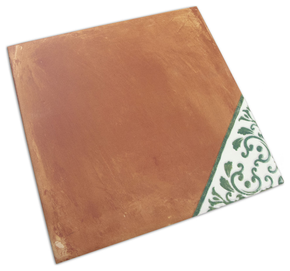Sentier des Ocres Deco Green Porcelain Floor and Wall Tile