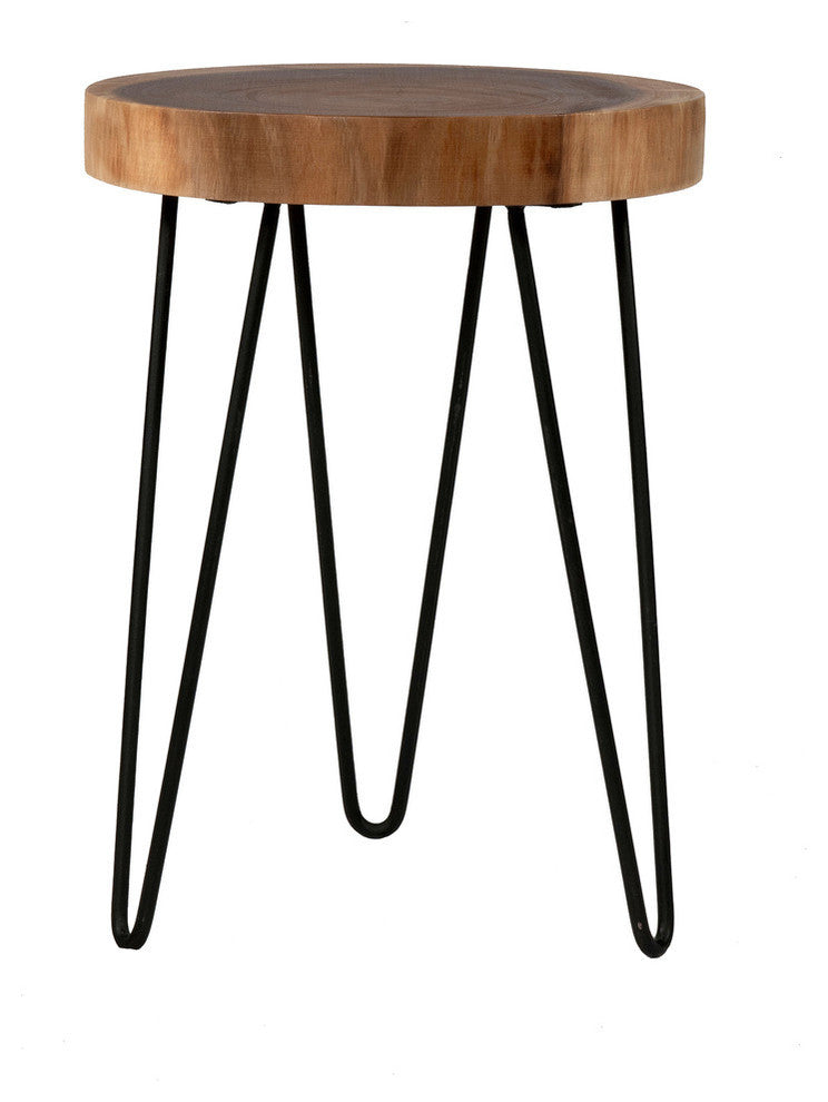 East at Main Laredo 14-inch Natural Cross-cut Accent Table with Iron Legs