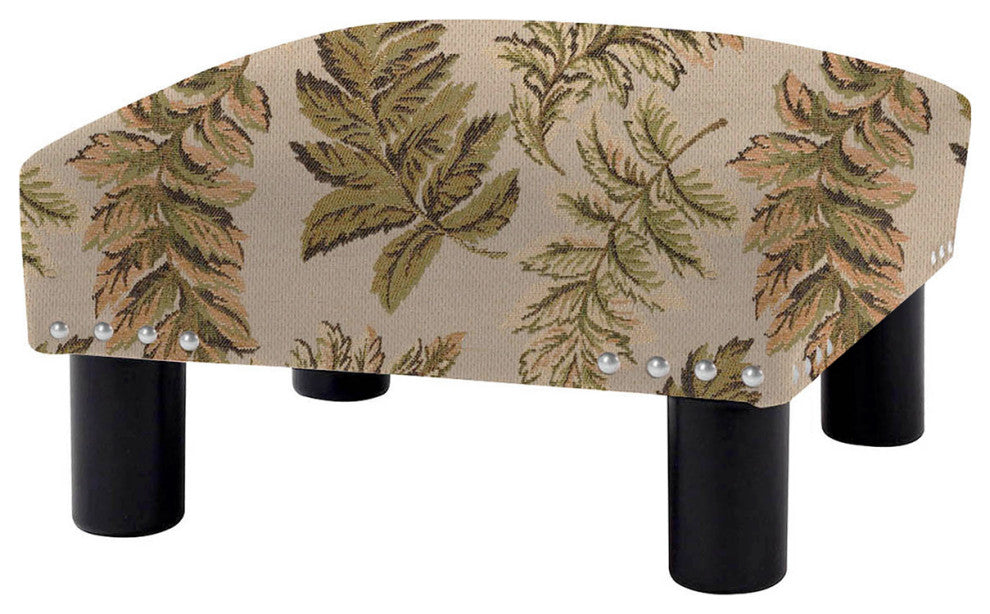 Jules 16" Square Footstool Accent Ottoman, Tan Floral Jacquard