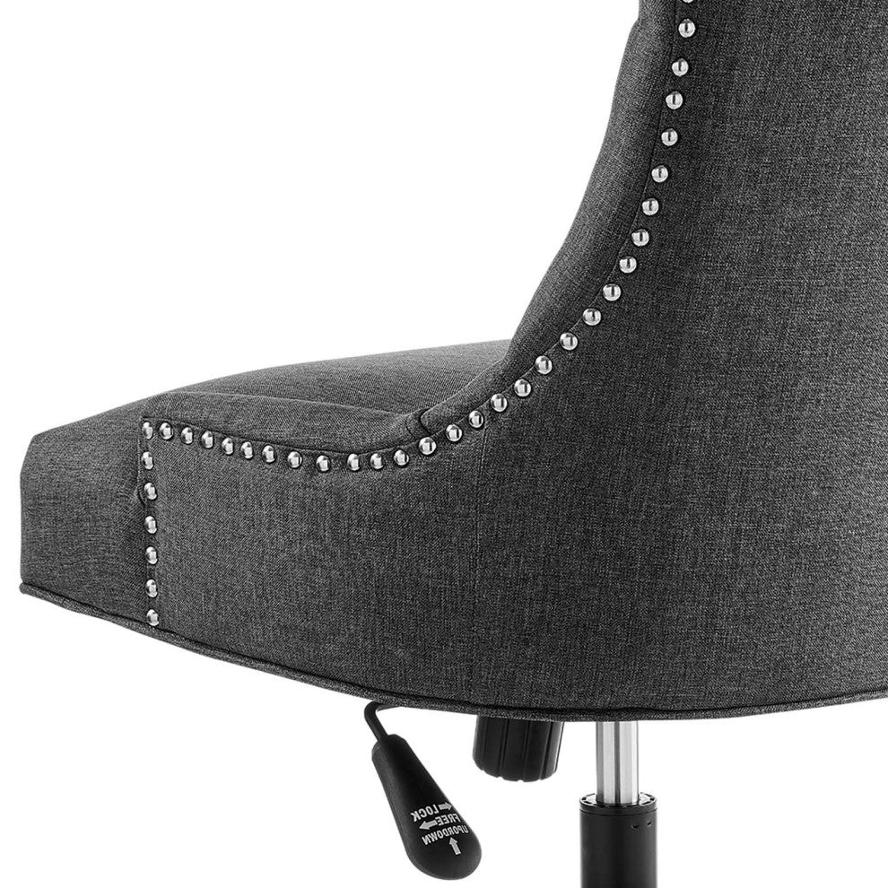 Computer Work Desk Tufted Chair, Fabric, Black Gray, Home Business Office