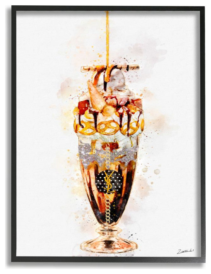 Dessert Fashion Ice Cream Sundae Glitter Orange Red Brown,1pc, each 24 x 30