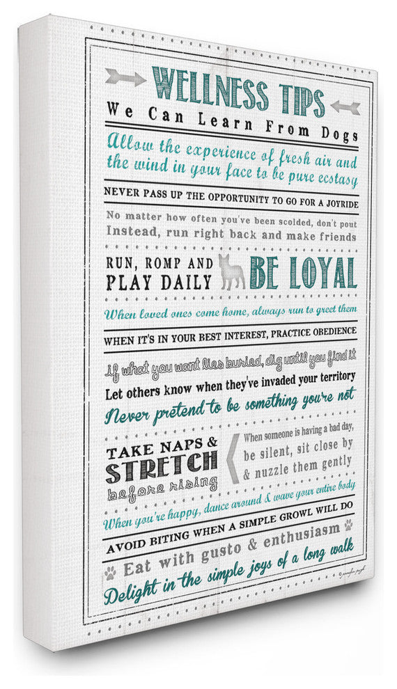 "Wellness Tips Typography" Stretched Canvas Wall Art