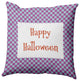 Happy Halloween Checks Accent Pillow, Orchid, 26"x26"