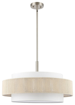 5-Light Double Drum Shaded Chandelier Ceiling Light, Brushed Nickel