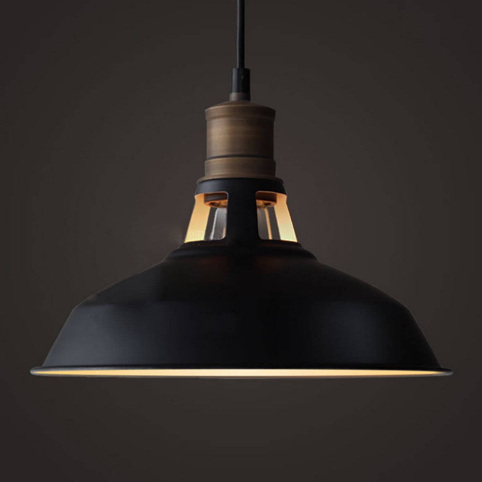 Florence Black Barn Pendant Light Loft Fixture, 15.35", 1-Pack