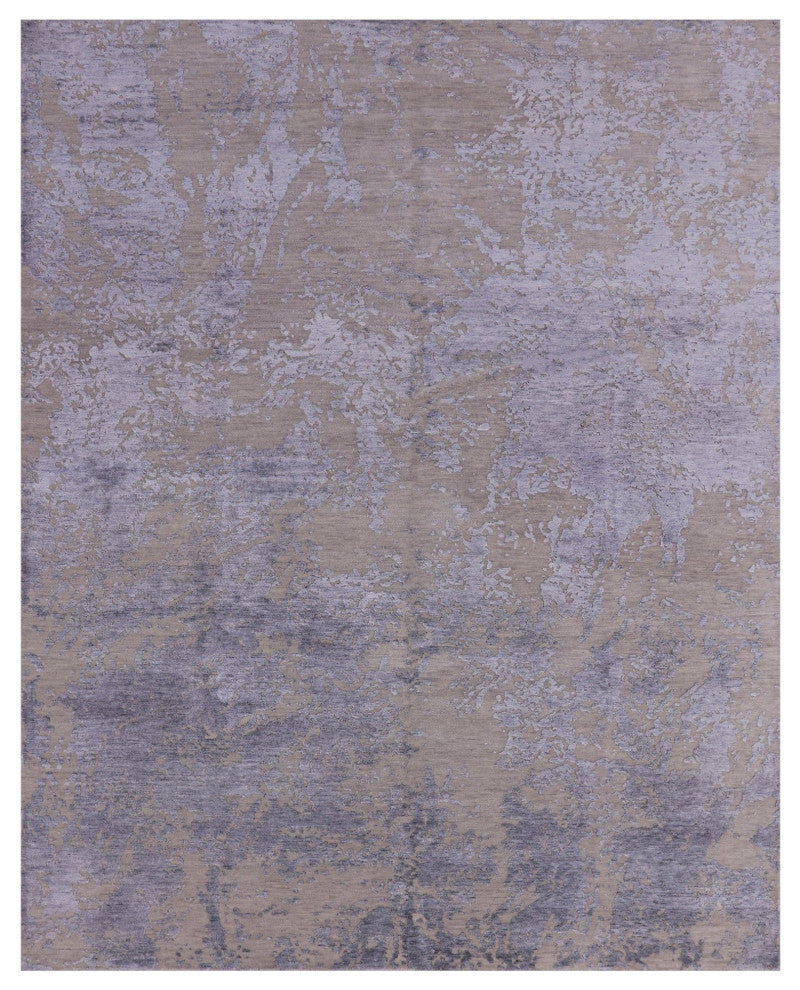 Abstract Wool and Silk Hand Knotted Rug 8' 1" X 10' 1" Q6625