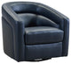 Desi Contemporary Swivel Accent Chair in Black Genuine Leather